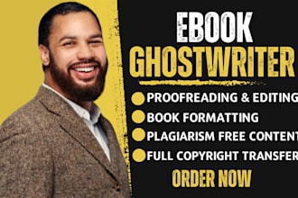 be your ebook ghostwriter, KDP ebook writer, self help ebook, cookbook writer