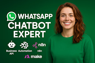 build whatsapp chatbot, setup whatsapp business api whatsapp automation n8n make