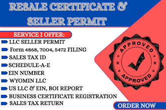 register US company registration llc, ein, boi report, and sales tax permit