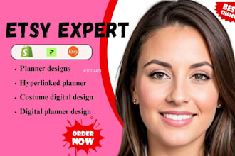 etsy planner, hyperlinked planner designer etsy digital product design
