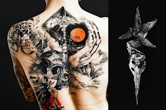 draw a custom tattoo design as a tattoo artist