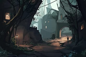 design environment concept art, background and illustration