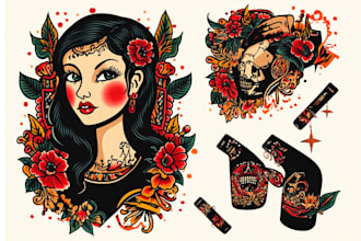 create any design in flash traditional tattoo style