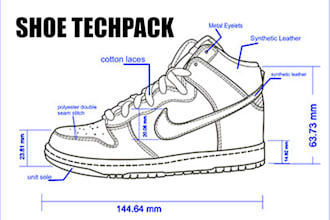 shoe techpack shoes footwear sneakers design boots sketches with specification