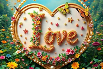 create romantic floral love typography designs for gifts and wall art