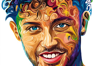 create a face into color vector art portrait