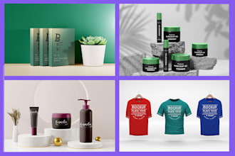 design 3d produch mockup,books, tshirts,bottles, boxes, in photoshop