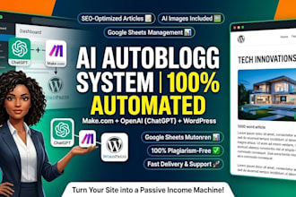 do fully premium automated ai wordpress autoblog website using make ai agent