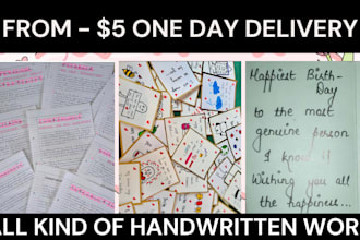 handwrite notes, assignments, letters , cards within 24 hours