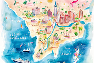 illustrate a watercolor map for your wedding venue