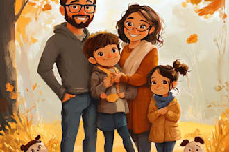 do cute portrait for couple, and family in my style