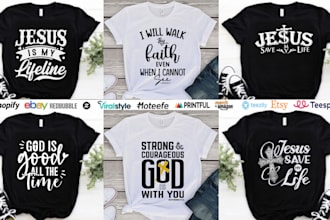 do custom christian typography t shirt design in 12 hours