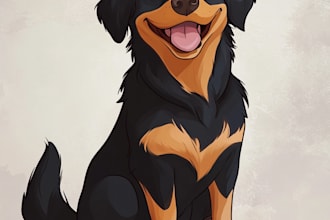 create your pets into cute disney cartoon illustration