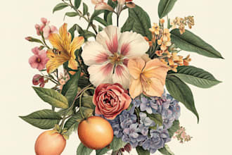 draw a botanical illustrations of flowers art for you