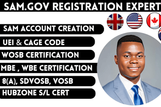 register you on sam, get cage code, uei, mbe, wbe, wosb, 8a, sdvosb, and more
