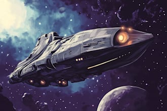 design spaceship, sci fi illustration and sci fi art