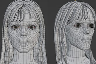 do clean retopology and uv mapping for characters