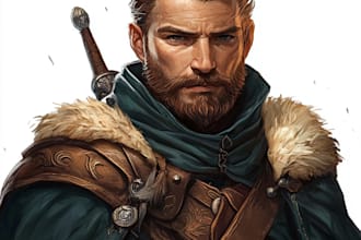 create dnd art, fantasy character for dnd party