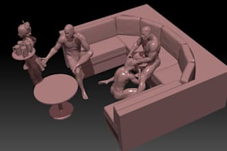 design diorama model,nsfw dioramas,anime3d scene sculpt,stl file,action figurine