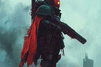 make a warhammer 40k character art illustration