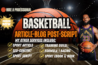 write sport, nba, football, basketball article, ebook, blog post, youtube script