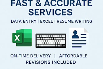 data entry and excel services with resume writing