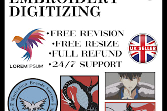 convert your photos and logo into high quality embroidery file
