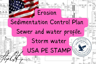 design storm water drainage plan and pipe network with plan with stamp and sign