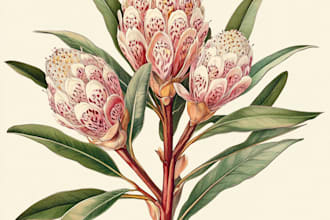 make a line art illustration botanical and flower