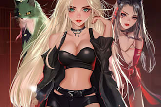 draw awesome anime character for oc, fanart, vtuber art, manga illustration