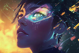 draw cyberpunk art anime illustration for you