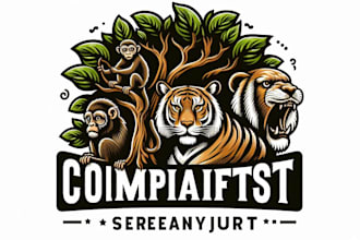 do african forest, animal, tiger, monkey logo for your business only 12 hours