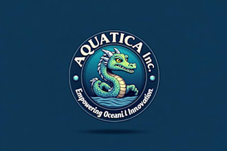 do water dragon mascot logo design with business