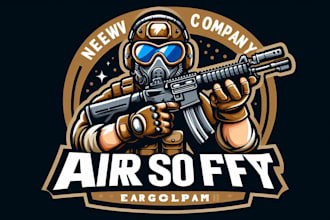 make airsoft gun mascot logo  design without any copyright concept