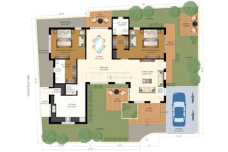 design architectural floor plan 2d,3d render, interior design with structure