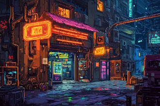 design an illustration of futuristic cyberpunk city
