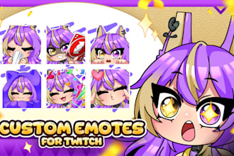 draw chibi twitch emotes, animated emotes for your vtuber and pngtuber