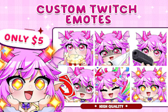 draw chibi twitch emotes, animated emotes for your vtuber and pngtuber