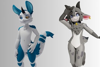 do furry vrchat avatars vrchat 3d model furry vrc nsfw fursona for pc and quest