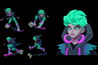 do stylized 3d character modeling 3d game character rigging vrchat avatar model