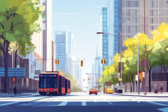 draw professional vector landscape illustration