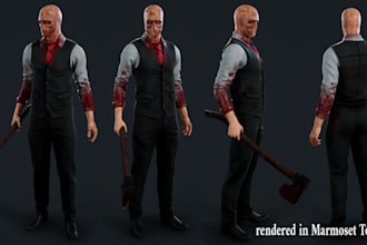 3d horror character for video game,ue5 game,3d retopology,uv map,3d non humanoid