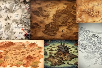 create high resolution fantasy map, fantasy city map and world map, vector map