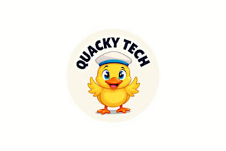 do duck cartoon mascot logo design with company name