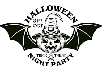 design modern halloween logo with copyrights