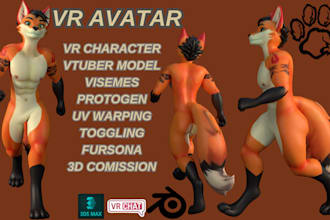 do custom vrchat avatar, 3d furry model, nsfw character