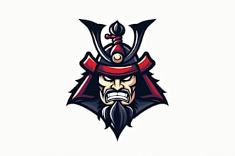 design a powerful samurai head mascot logo 1 day