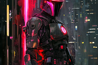 draw sci fi or cyberpunk, star wars character artwork