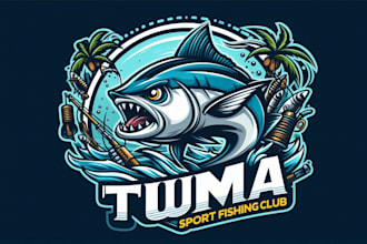 make tuna sport fishing club mascot logo for your company
