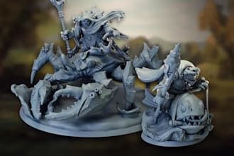 sculpt 3d miniatures, warhammer, dnd, tabletop figurines for 3d printing